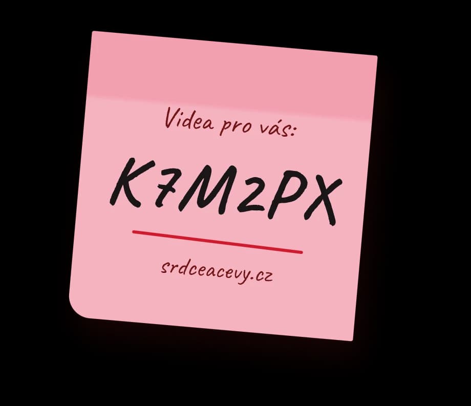 Ukázka kódu na lepicím papírku: K7M2PX